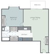 1 Bedroom 1 Bath 757 sq ft floor plan image